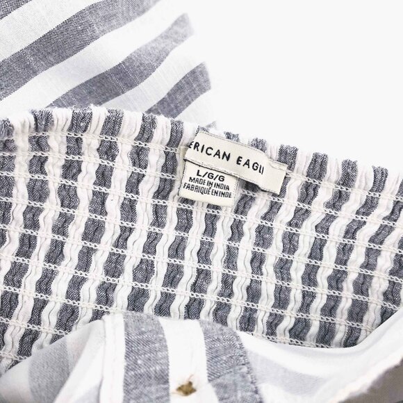 AEO Striped Button Front Midi Dress - Picture 9 of 10